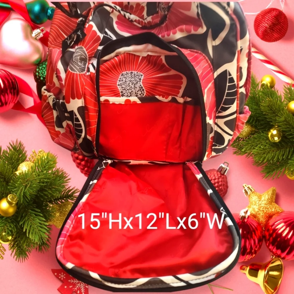 Vera Bradley Red Pink Floral Backpack